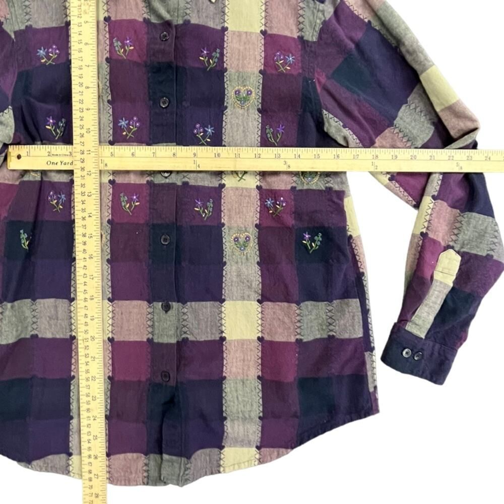 Women's Embroidered Floral print purple Nectar Long Sleeve Shirt Size Medium - Picture 4 of 8